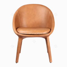 Italian minimalist brown genuine leather single chairs